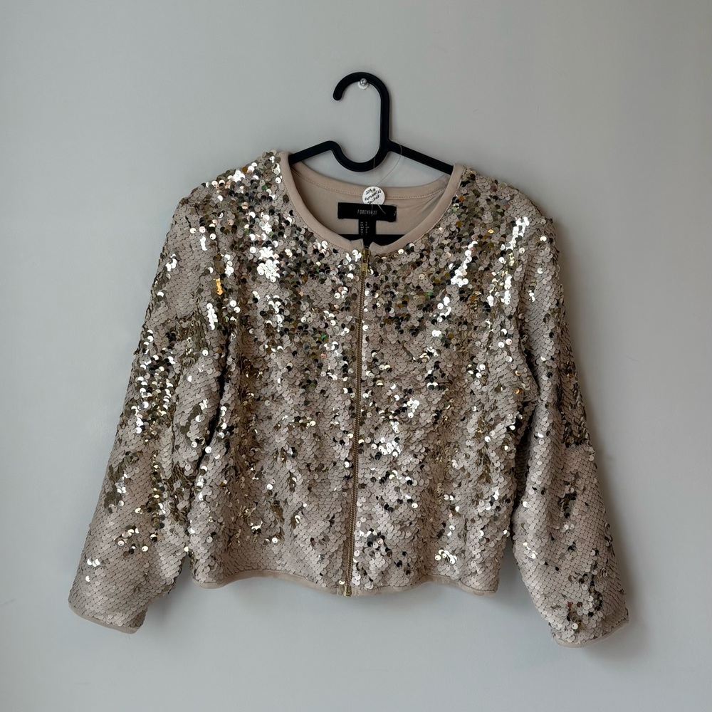 Forever 21 Cropped Glitter Jacket